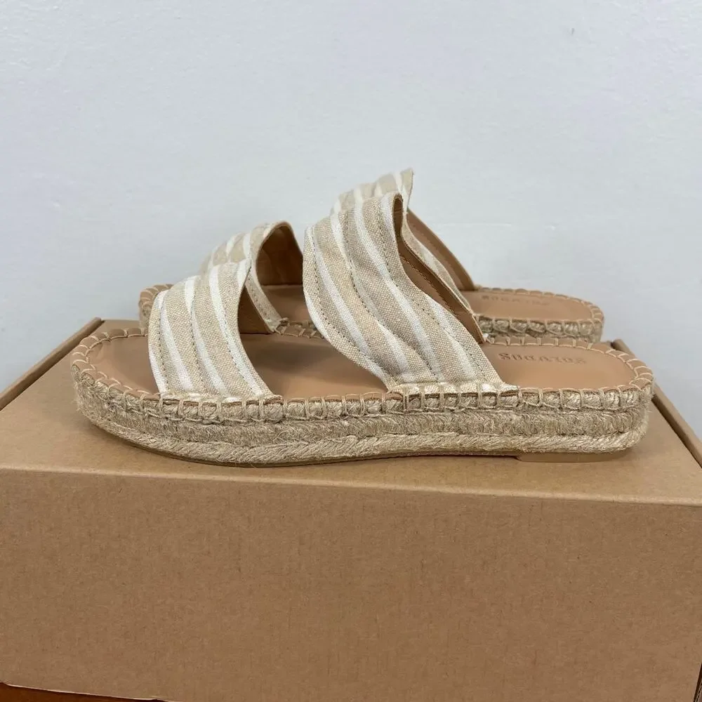 New Soludos Aarin Espadrille Sandals in Tan / Ivory Women's Size 6.5